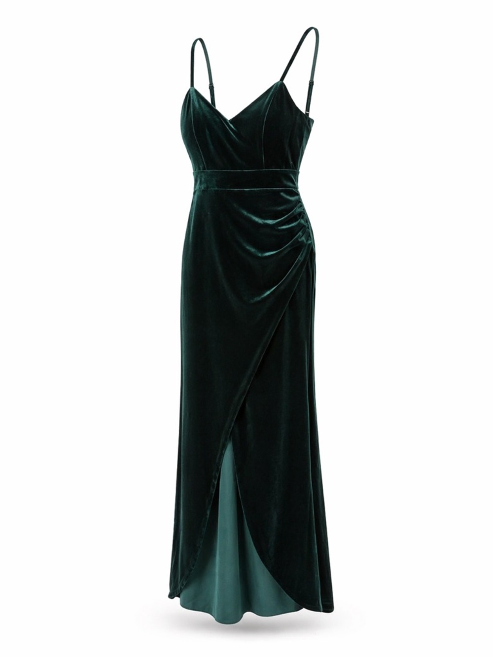 Midnight Doll Dark Green Velvet Sweetheart Maxi Spaghetti Strap Dress in Sz 5